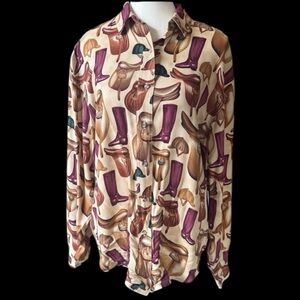 EAGLE EYE English Equestrian ladies long sleeve blouse large very good condition